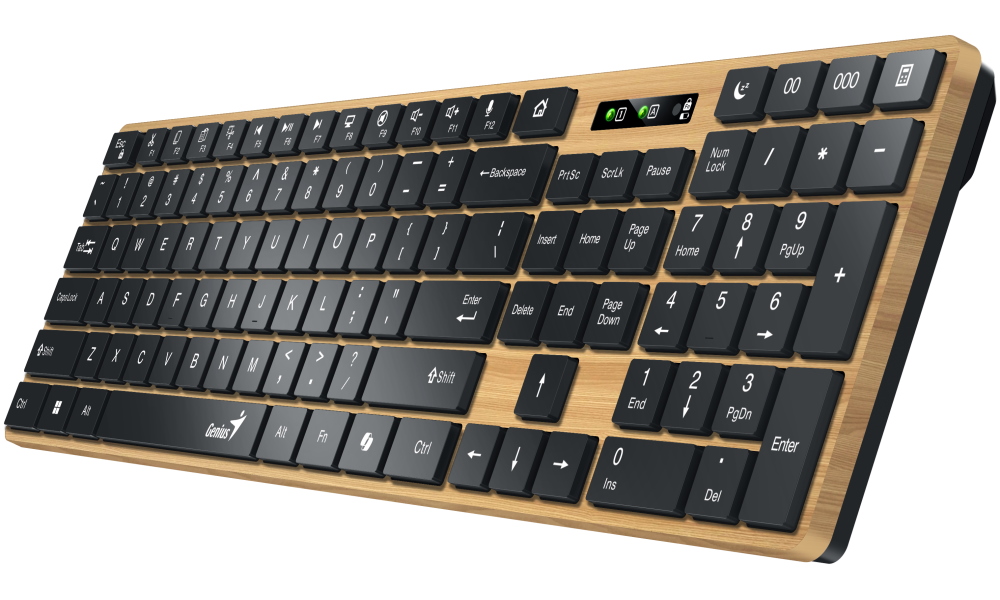 GENIUS Slimstar 7250BT/ bezdrátová 2,4GHz + BT5.0/ Copilot/ USB/ barva borovice + černá/ CZ+SK layout